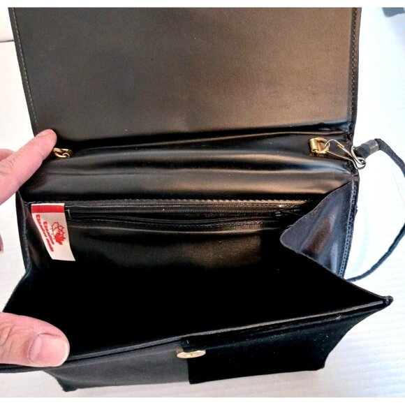 Vintage Black Velvet Evening Bag Handle Strap Made in Canada Purse - Picture 4 of 11